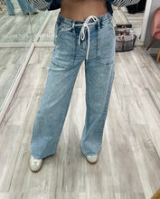 Drawstring Wide Leg Jeans