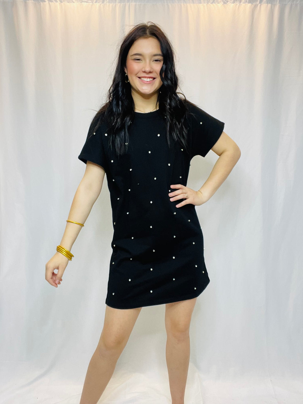 Rhinestone t shirt dress cheap