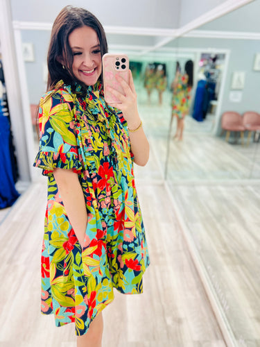 Navy Floral Mini Dress