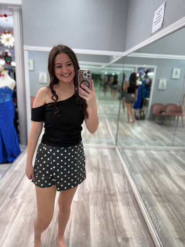 One Shoulder Black Top