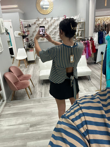 Striped Tie Back Tee