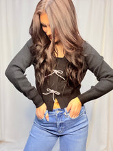 Cropped Cardigan W Bow Button