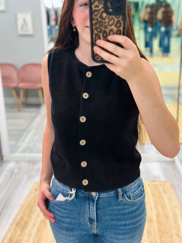 Raw Edge Button Vest