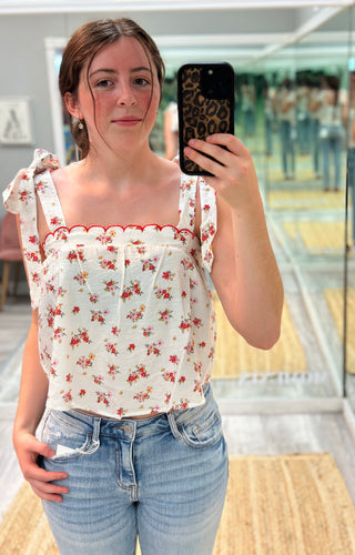Floral Scallop Trim Tank