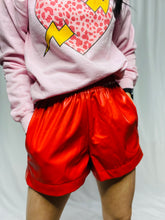 Red Faux Leather Shorts