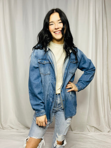 Risen Denim Jacket with Drawstring Hood