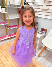 Floral embellished top with tulle and sequin bottom girl's dress