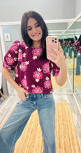 Burgandy Floral Blouse