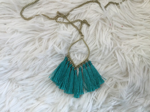 Gold Teardrop fringe Necklace