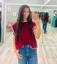 Crimson Ruffle Sleeve Blouse