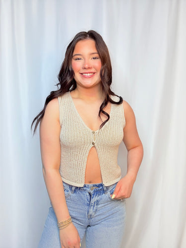 V-Neck Crochet Vest
