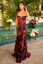 Red Floral Corset Dress