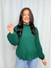 Hunter Green Pleated Blouse