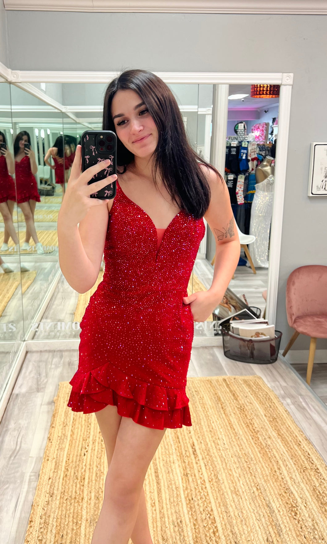 Ruffled Mini Formal Dress