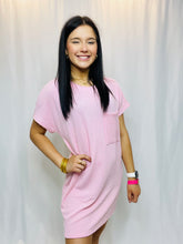 Ribbed Pink T-Shirt Dress