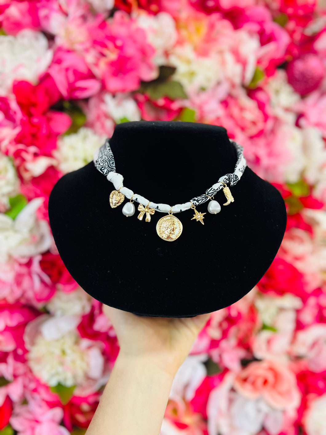 Scarf Necklaces with Charms