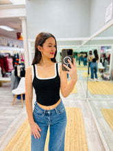 Scalloped Black Crop Tank