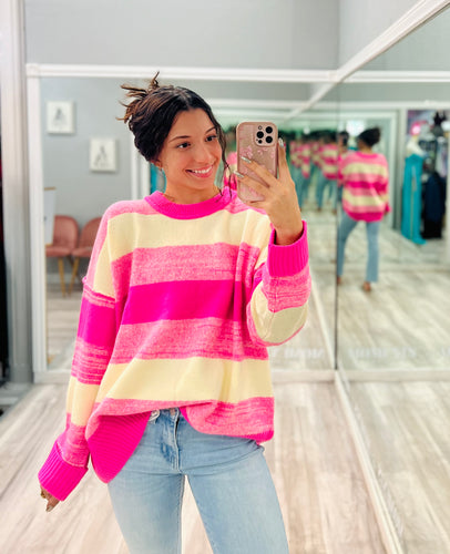 Pink Striped Sweater