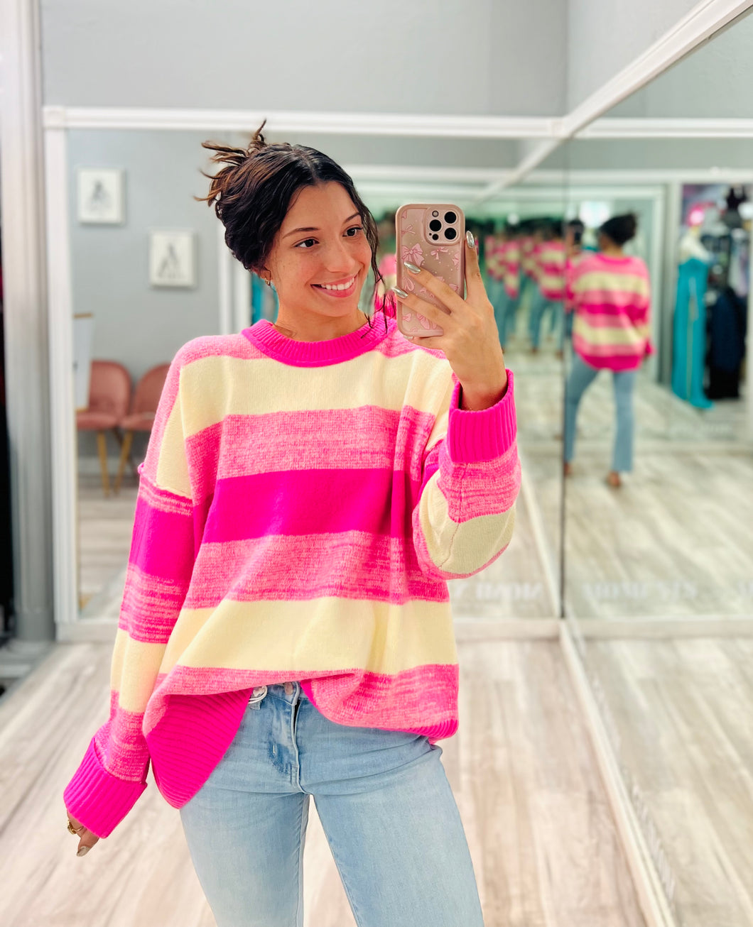 Pink Striped Sweater