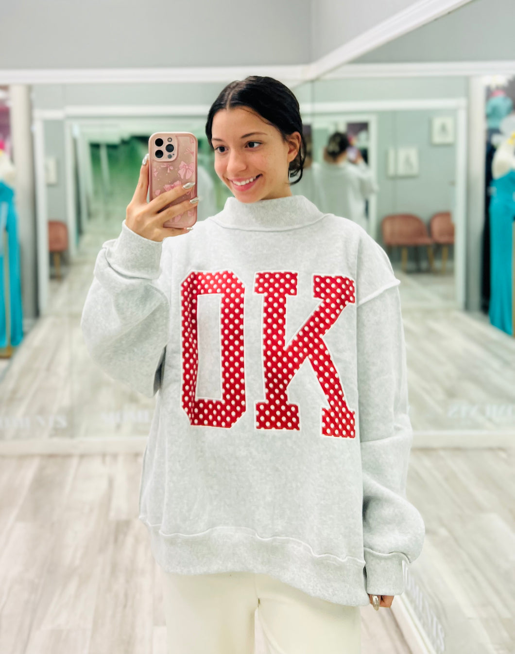 Polka Dot OK Mock Neck