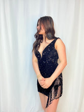 Black Deep-V Sequin Dress