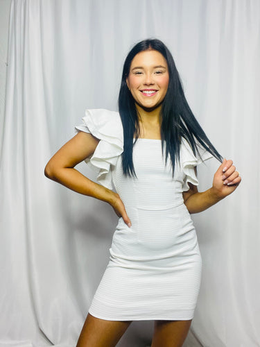 Double Ruffle White Dress