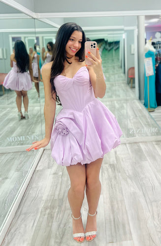Grey Violet Ruched Mini Dress