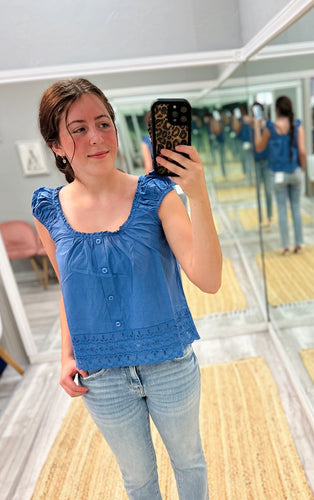 Dusty Blue Lace Detail Top