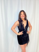 Black Deep-V Sequin Dress