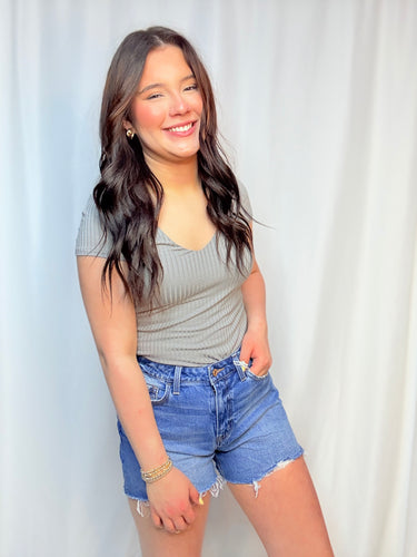 High Rise Distressed A-Line Shorts