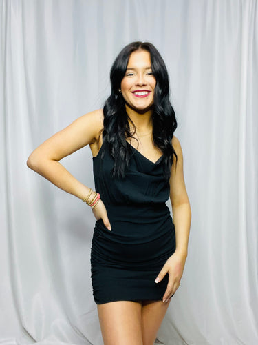 Ruched Dreams Black Dress