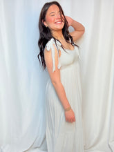 White Shoulder Tie Dress