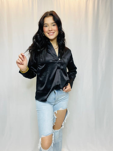 Back in Black Silk Top