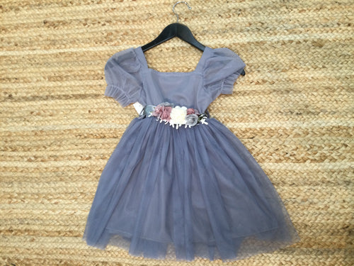 Girls Puff Sleeve Chiffon Dress