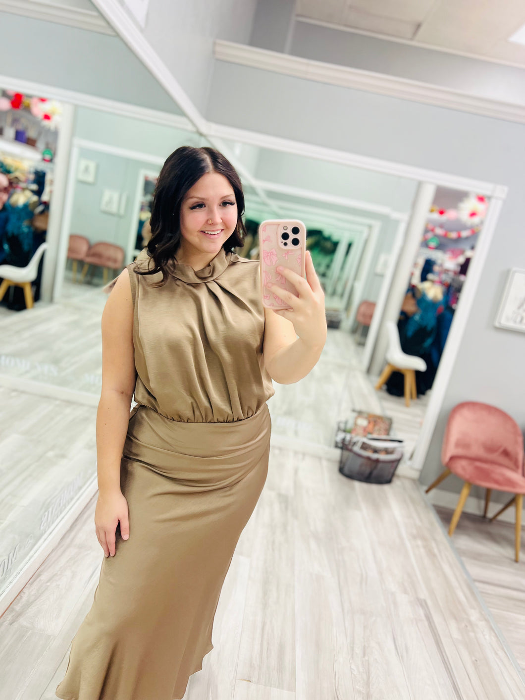 Mocha Mock Neck Dress