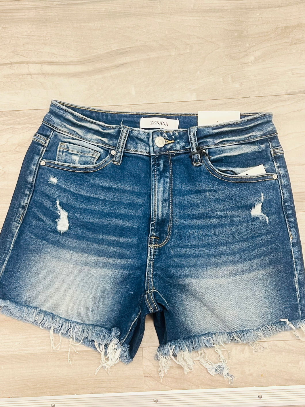 High Rise Fray Hem Shorts