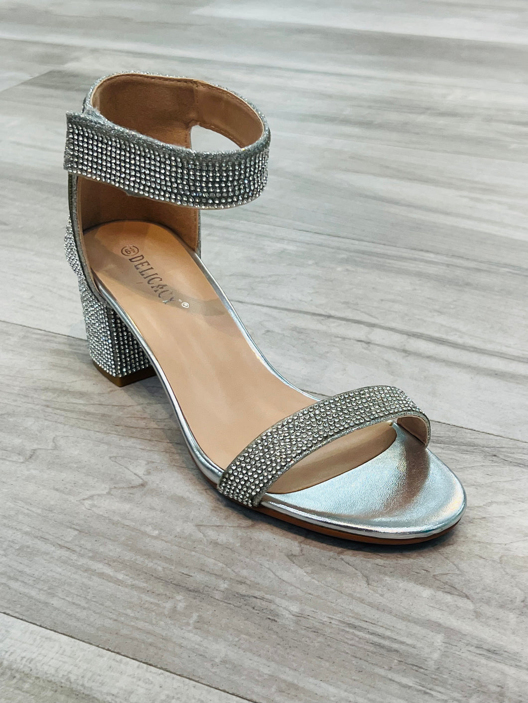 Victoria Silver Rhinestone Heel