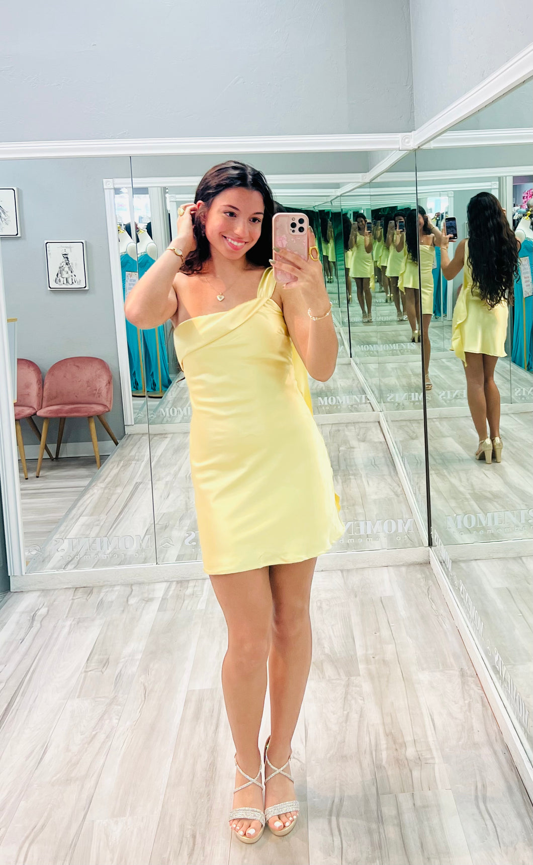 Yellow Satin Mini Dress