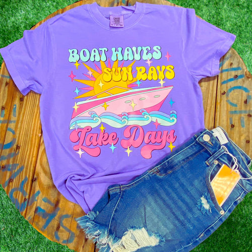 Boat Waves Sun Rays Tee