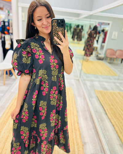 Fall Black Floral Maxi