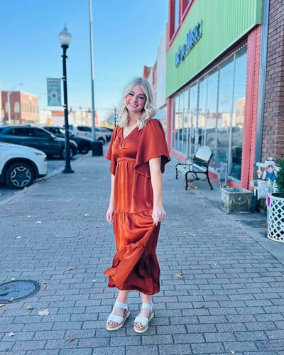 Rust Cut Out Maxi Dress