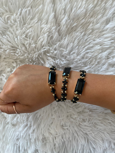 Black Rectangle Stretch Bracelet