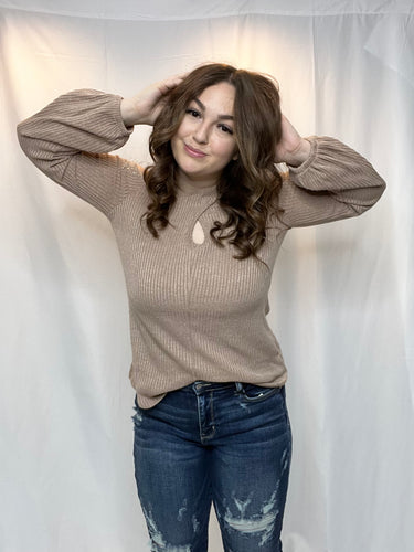 Mocha Cold Shoulder Blouse