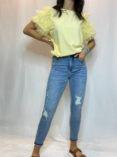 Tummy Control Distressed Jeans