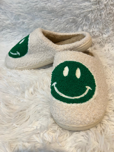 Dark Green Smiley Slippers