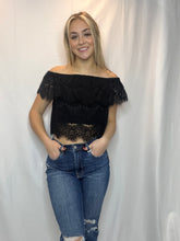 Off The Clock  Black Off The Shoulder Lace Top