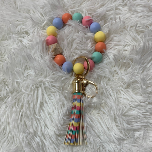 Beaded key ring with tassel
