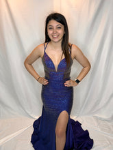 Mermaid Blue Dress with AB hot stones and train