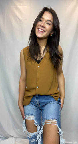 Camel Button up Tank