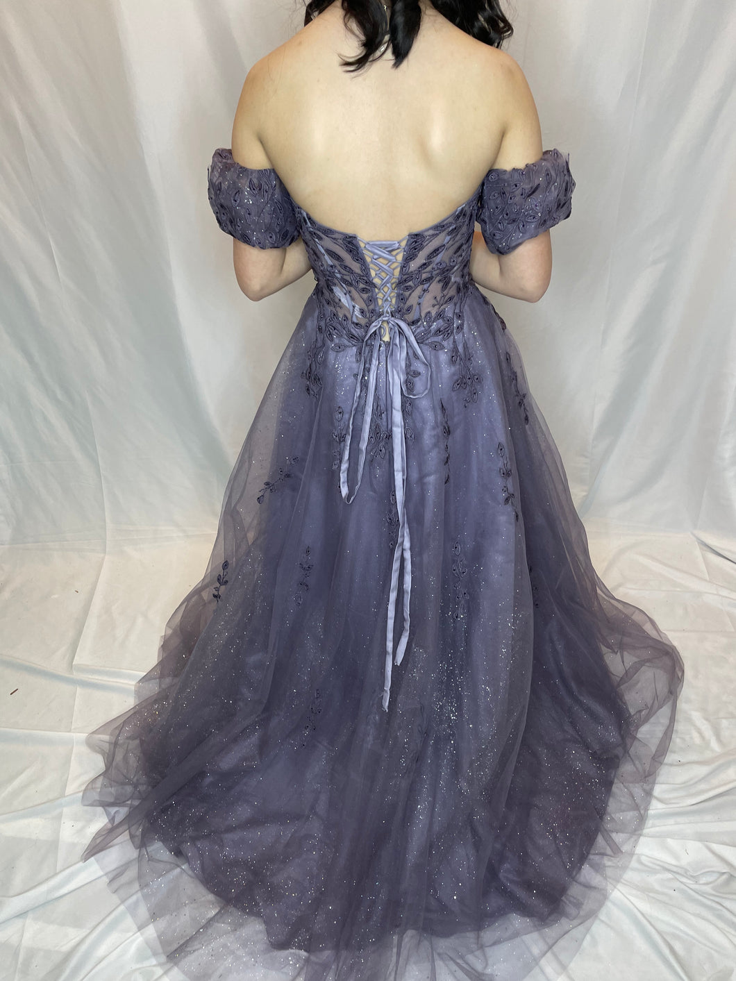 Dark purple floral dress Moments to Remember